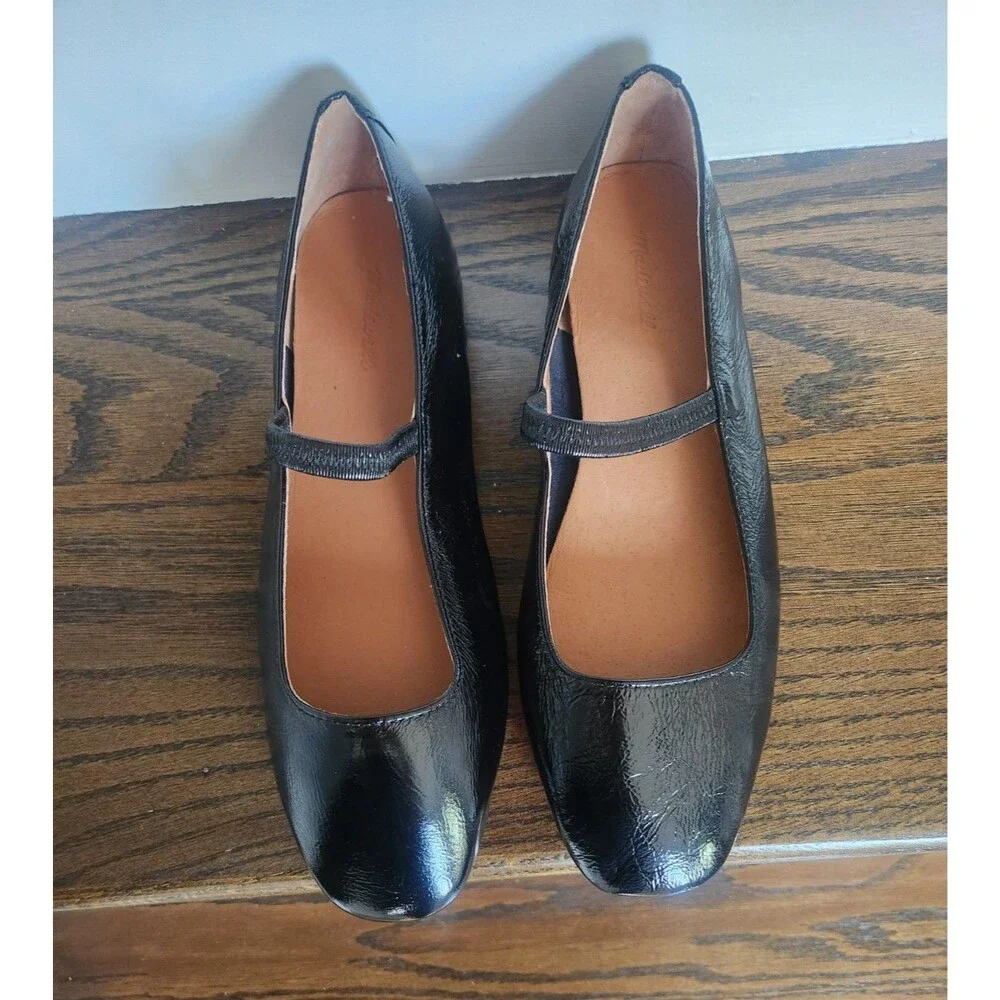 NEW Madewell The Greta Mary Jane Flats Patent Leather Shoes Ballet Black Size 7